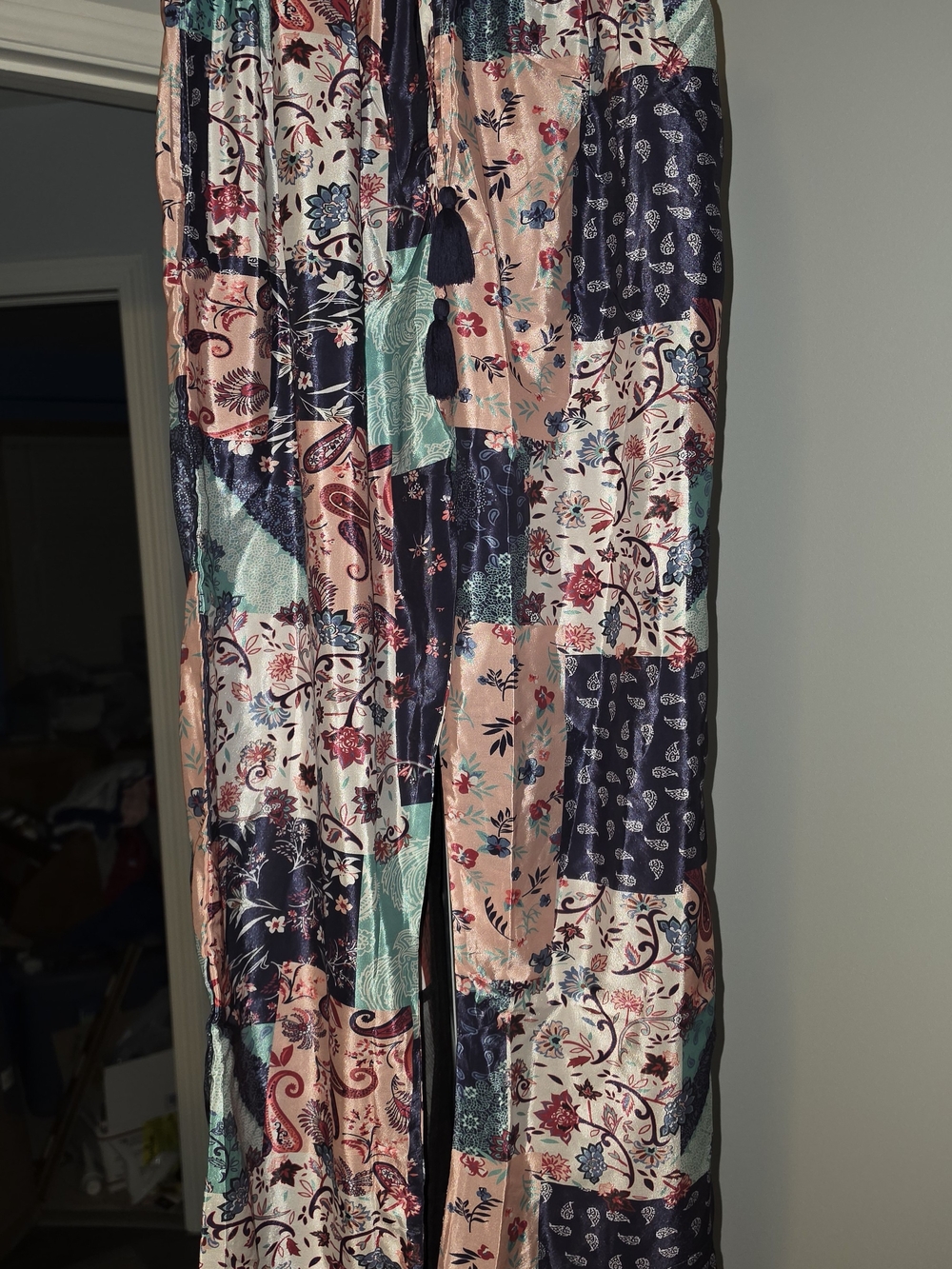 Patchwork Floral Flowy Pants - Multi Color